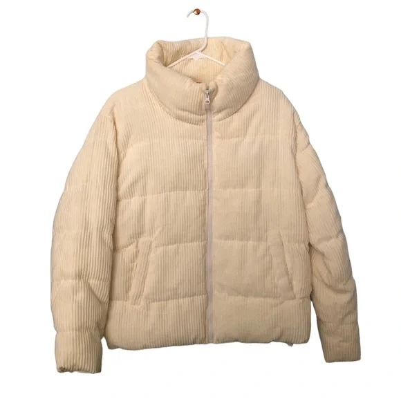 Cream corduroy sales puffer jacket